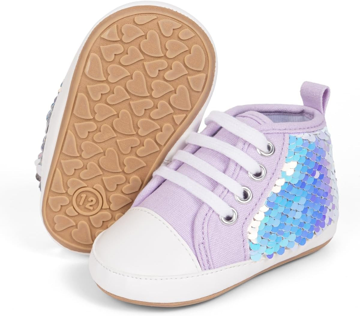 KIDSUN Unisex High Top Sneakers for Infants - Soft, Anti-Slip Canvas Denim First Walkers for Little Feet