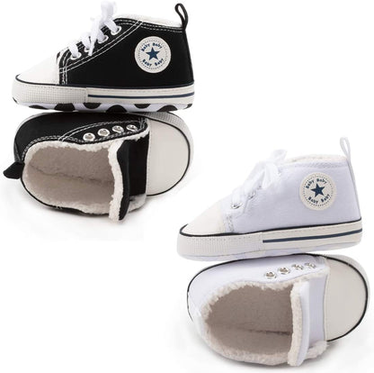 KIDSUN Unisex High Top Sneakers for Infants - Soft, Anti-Slip Canvas Denim First Walkers for Little Feet