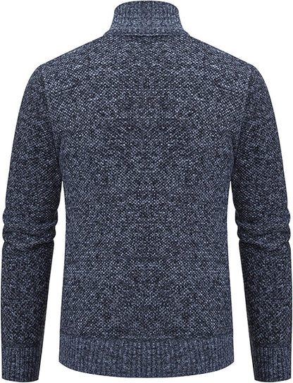 Men's Casual Full-Zip Knitted Cardigan Sweater with Pockets by Vtuaol