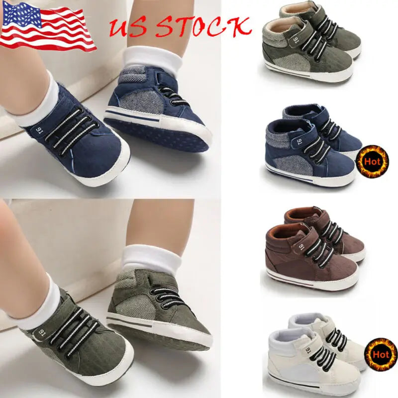 Pudcoco Infant Leather Sports Crib Shoes (0-18 Months) - Soft First Walker Sneakers for Boys and Girls