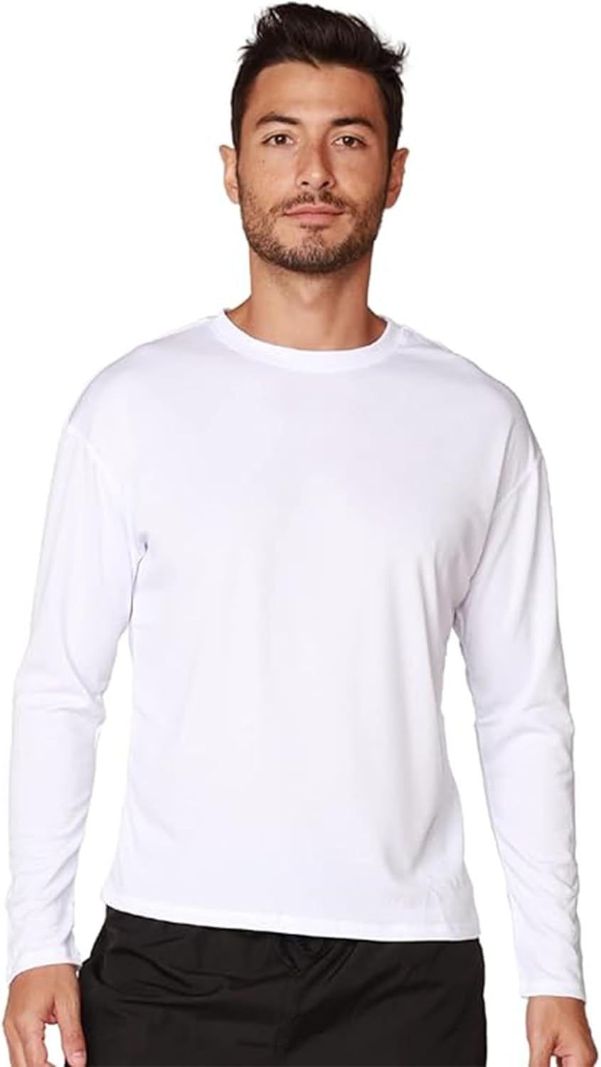 INGEAR Men's Long Sleeve Swim Shirts with UPF 50+ Sun Protection and Rash Guard Features