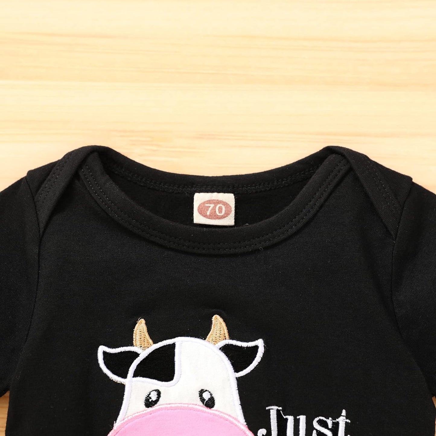Adorable Summer Cow Print Romper & Shorts Set for Baby Girls - Embroidered Design!