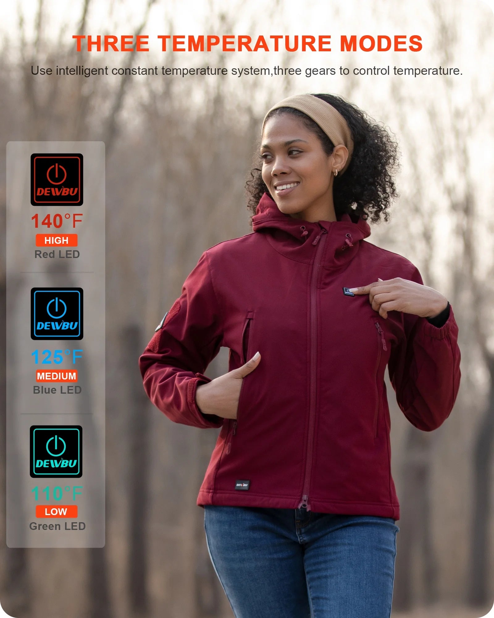 Women's Heated Soft Shell Jacket with 12V Battery Pack - Waterproof Winter Outdoor Coat