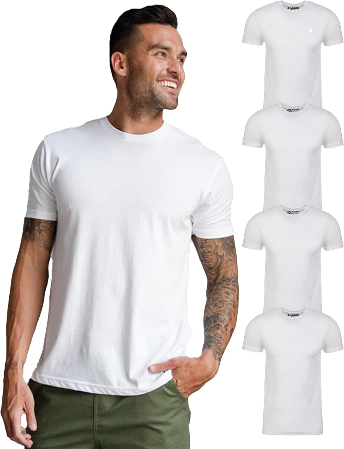 Elevate Your Wardrobe with INTO the AM Men's Soft Fitted T-Shirt Packs - Classic Short Sleeve Crew Neck Tees in Sizes S - 4XL