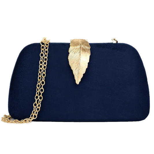 Chic Navy Blue Faux Suede Clutch Handbag for Women