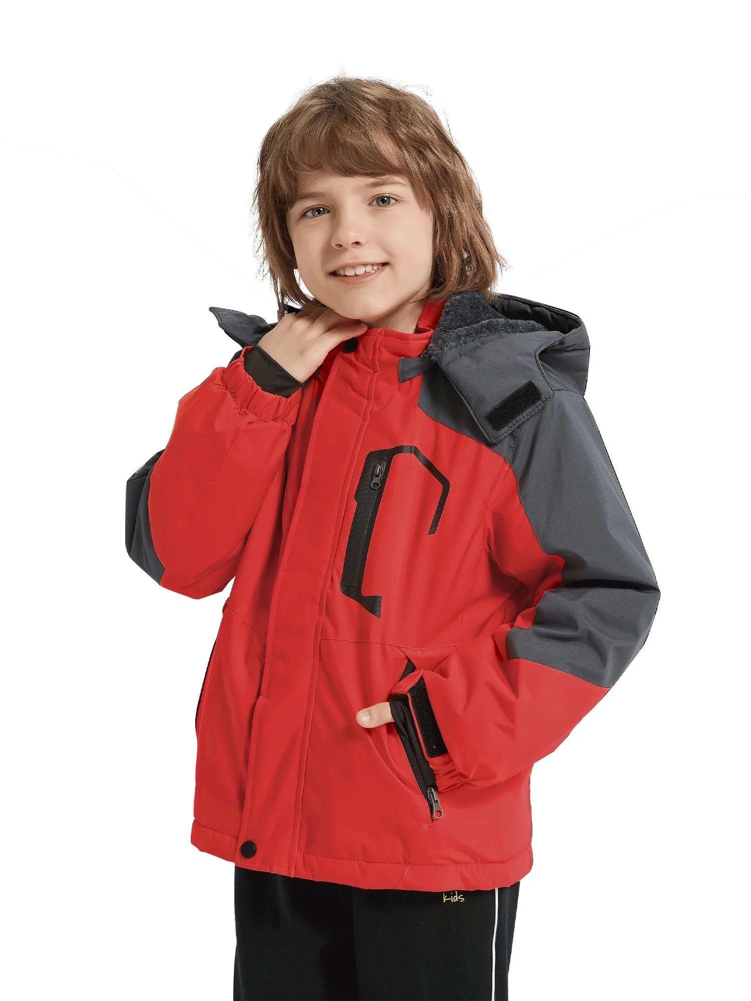 Boys' Waterproof Recycled Winter Ski Jacket - Red, Size 8