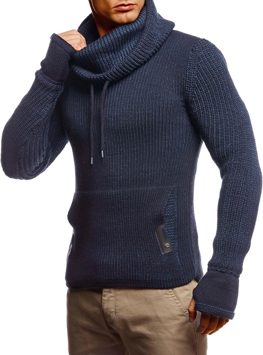 Leif Nelson Men's Slim Fit Knitted Pullover with Shawl Collar - Long-Sleeve Basic Sweatshirt