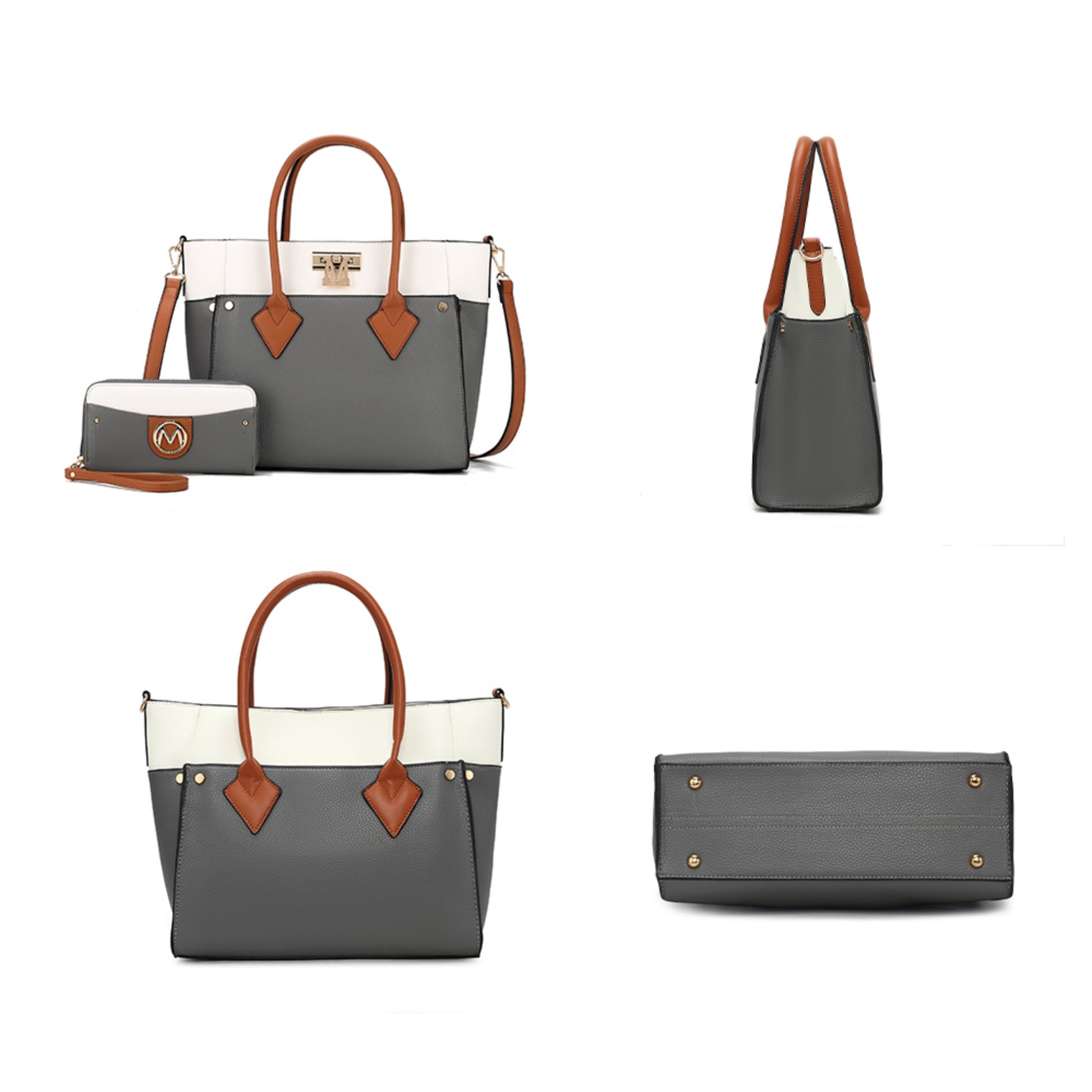 Stylish Brynlee Women's Navy Tote Bag & Wristlet Wallet Set - Versatile Crossbody Handbag by Mia K