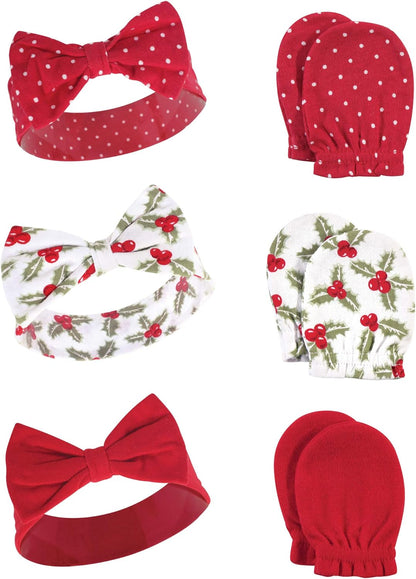 Adorable Hudson Baby Girls' Cotton Headband and Scratch Mitten Set for Ultimate Comfort and Style