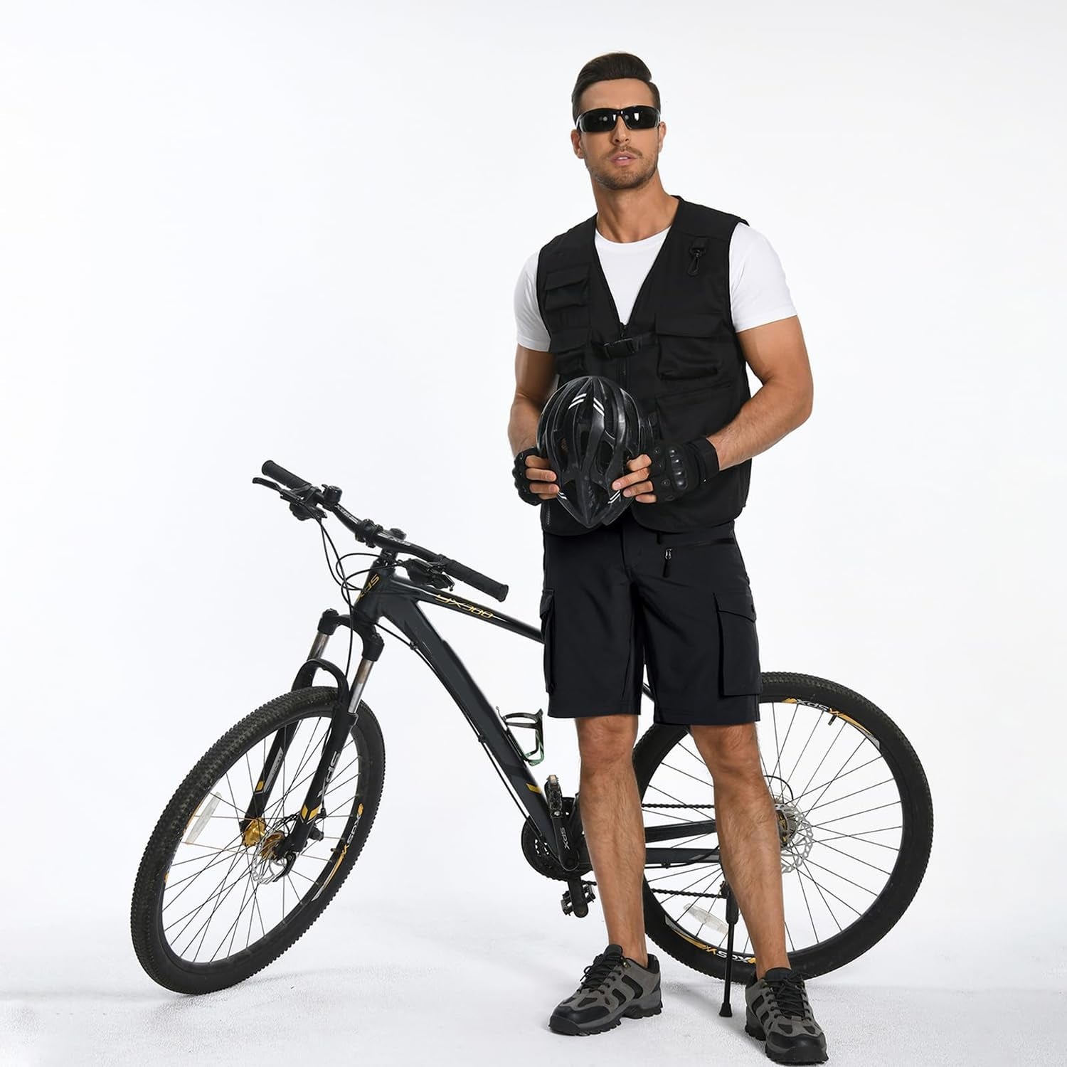 Men's Quick-Dry Stretch Mountain Bike Shorts with Zipper Pocket - Perfect for Cycling and Outdoor Adventures