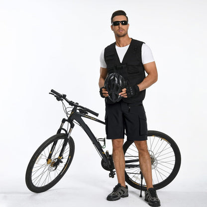 Men's Quick-Dry Stretch Mountain Bike Shorts with Zipper Pocket - Perfect for Cycling and Outdoor Adventures