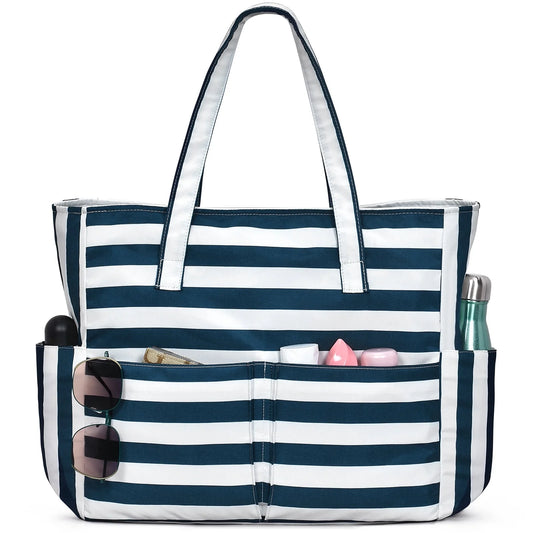 Stylish Waterproof Beach Tote Bag for Women - Large Capacity with Wet Pocket, Perfect for Sand-Free Fun!