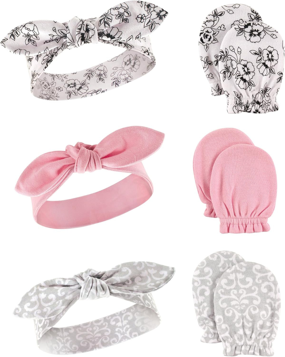 Adorable Hudson Baby Girls' Cotton Headband and Scratch Mitten Set for Ultimate Comfort and Style