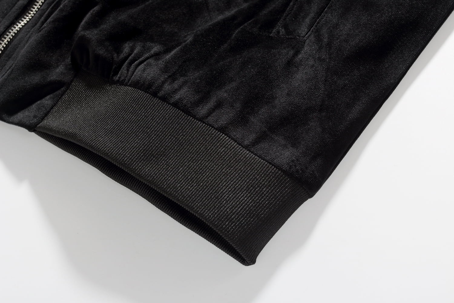 Men's Velvet Full Zip Bomber Jacket - Winter Warm Padded Outerwear
