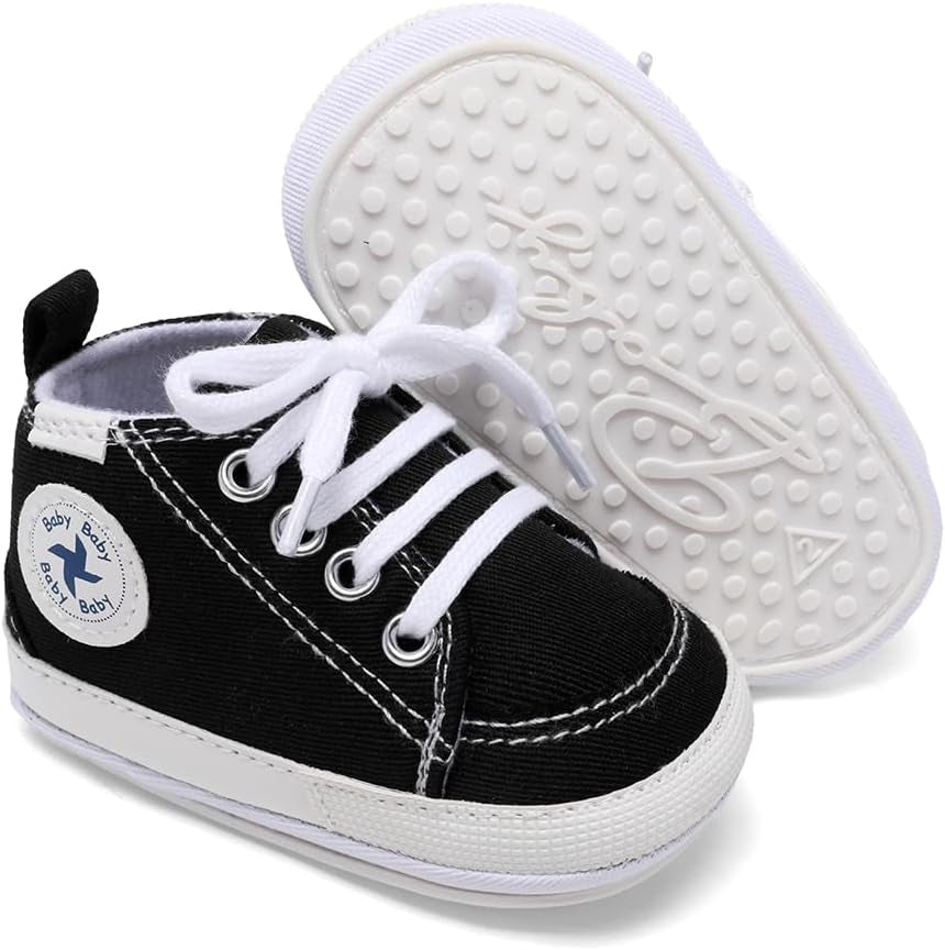 Cozy High Top Denim Sneakers with Soft Anti-Slip Sole for Newborns and Infants