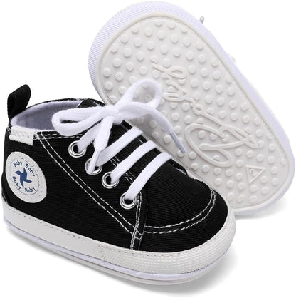 Cozy High Top Denim Sneakers with Soft Anti-Slip Sole for Newborns and Infants