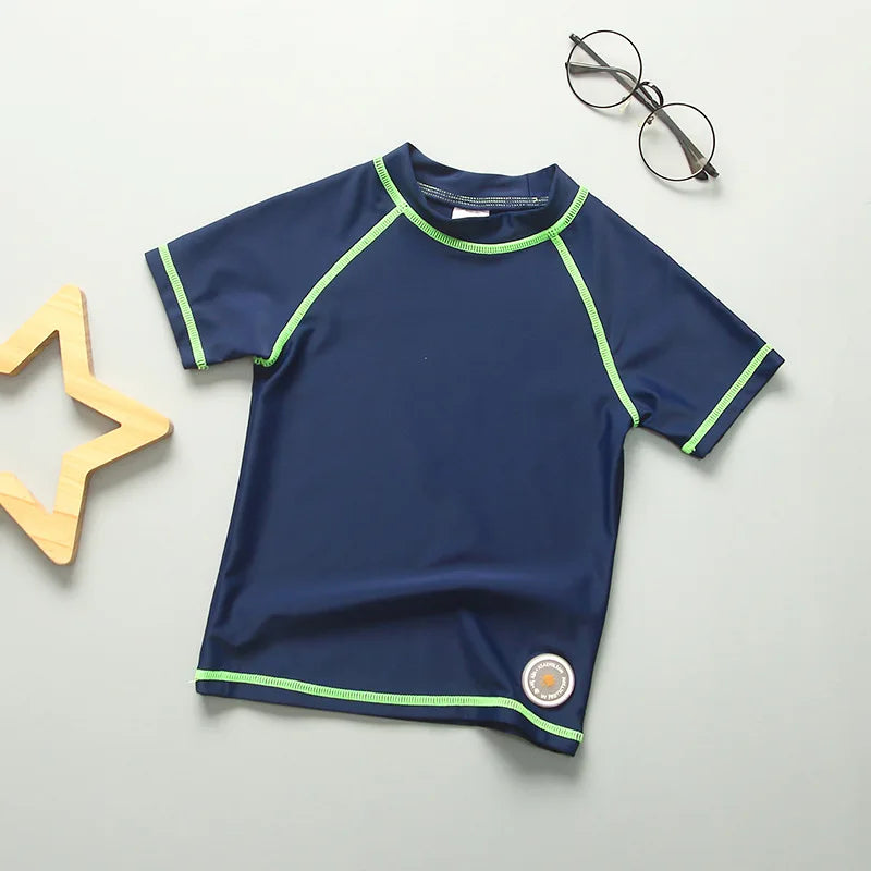 Children's UV Protection Short Sleeve Swim T-Shirt Rashguard for Boys and Girls, Ages 3-11
