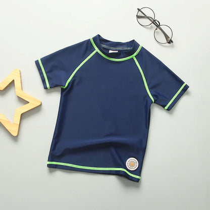 Children's UV Protection Short Sleeve Swim T-Shirt Rashguard for Boys and Girls, Ages 3-11