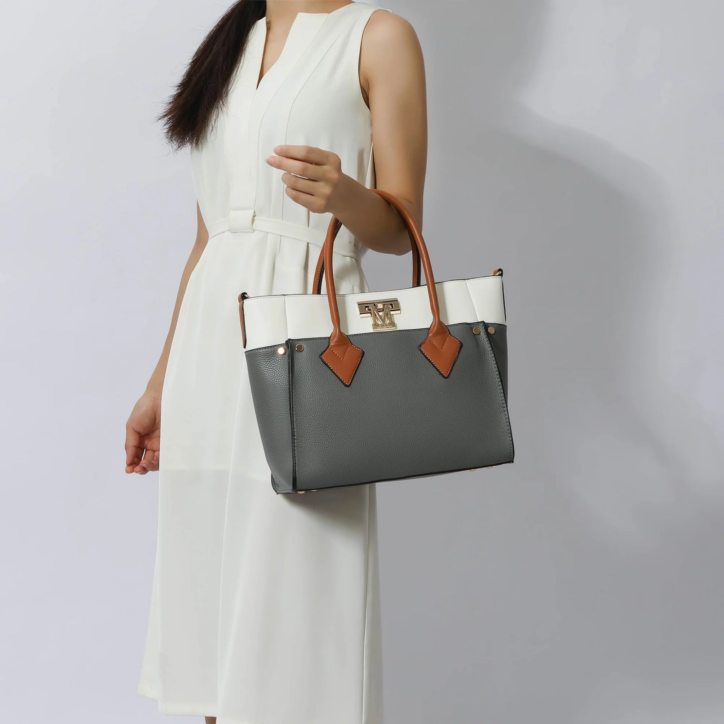 Stylish Brynlee Women's Navy Tote Bag & Wristlet Wallet Set - Versatile Crossbody Handbag by Mia K