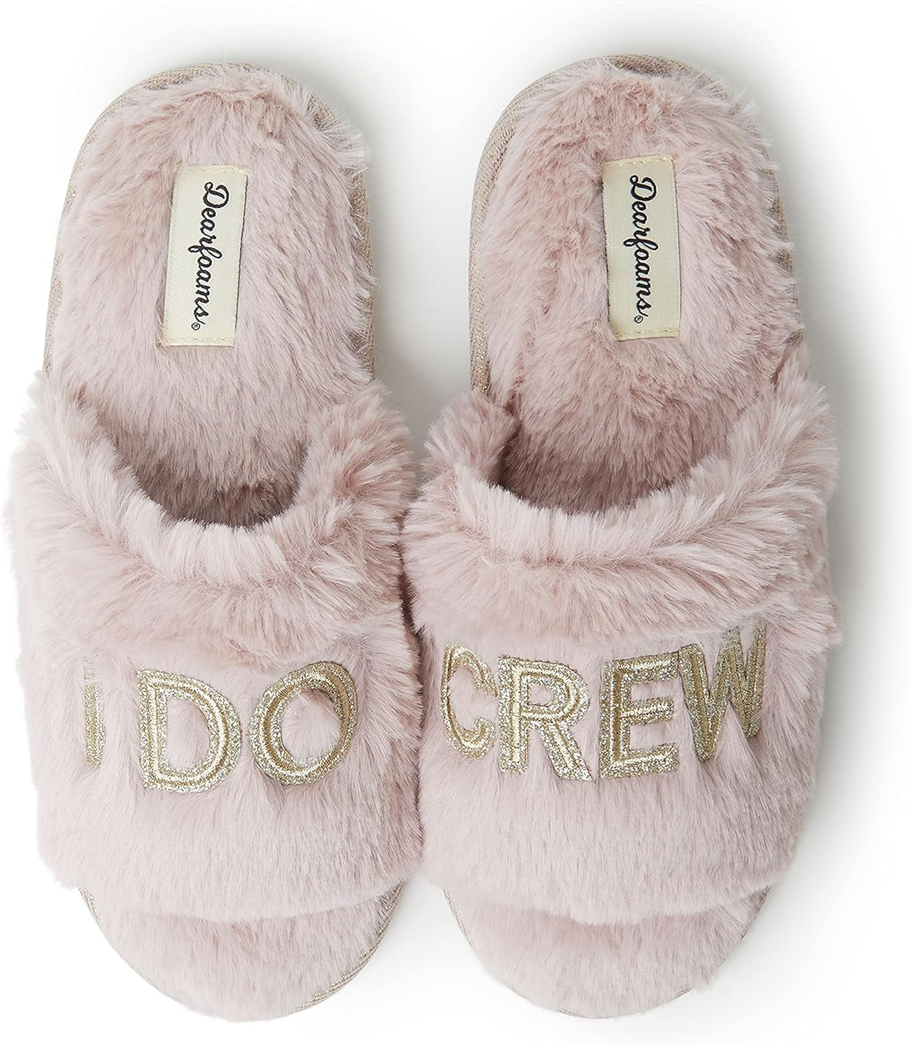Dearfoams Women's Bridal Slippers from the I Do Crew Collection for Weddings and Bachelorette Celebrations