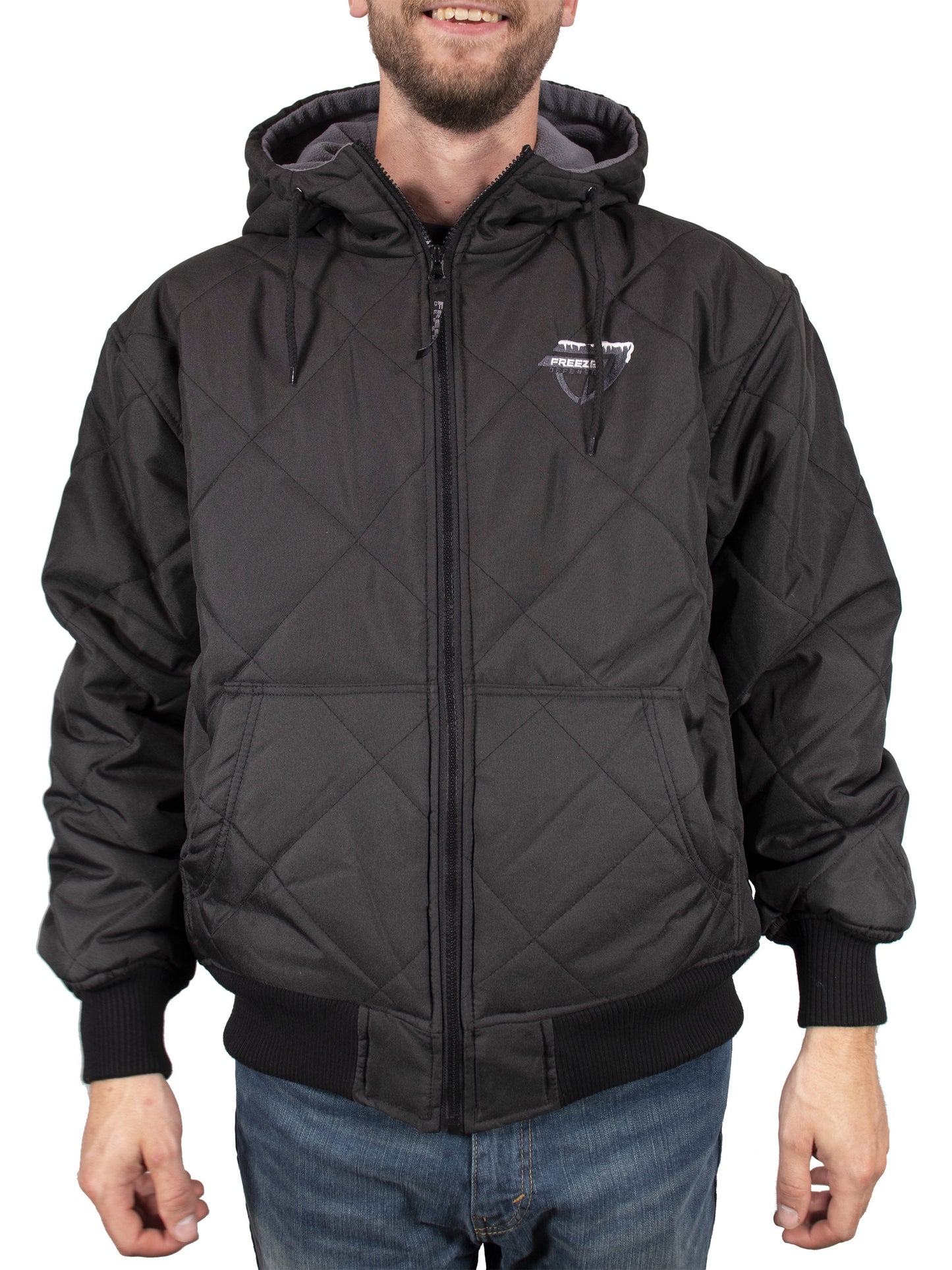 Men's Big & Tall Quilted Winter Jacket with Fleece Lining (3XL, Black)