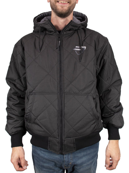 Men's Big & Tall Quilted Winter Jacket with Fleece Lining (3XL, Black)