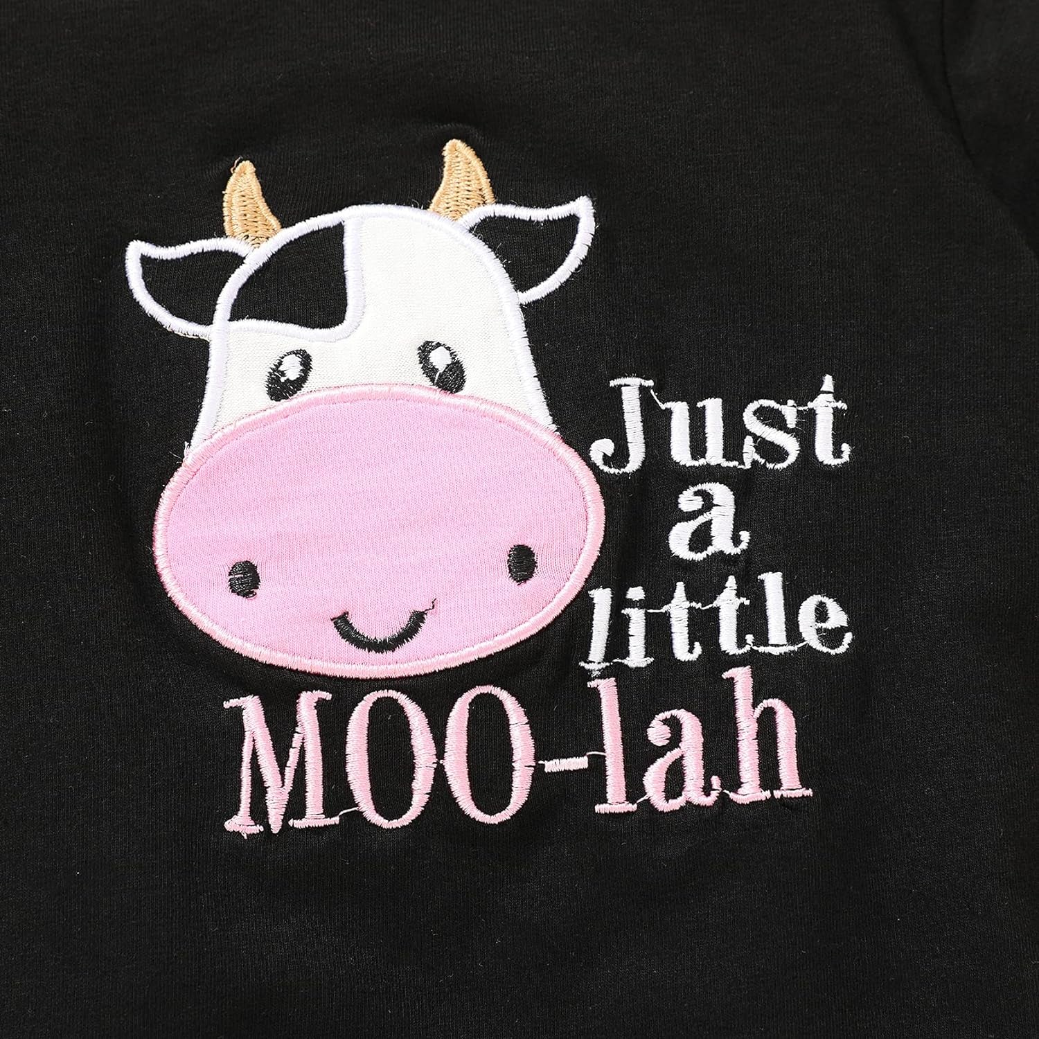 Adorable Summer Cow Print Romper & Shorts Set for Baby Girls - Embroidered Design!