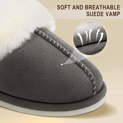 Parlovable Women's Memory Foam Slippers - Cozy Fuzzy House Shoes with Anti-Skid Sole for Versatile Indoor and Outdoor Comfort