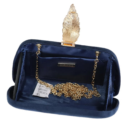 Chic Navy Blue Faux Suede Clutch Handbag for Women