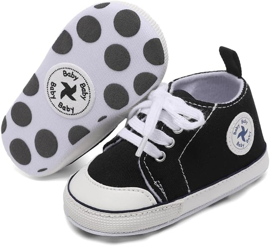 Cozy High Top Denim Sneakers with Soft Anti-Slip Sole for Newborns and Infants