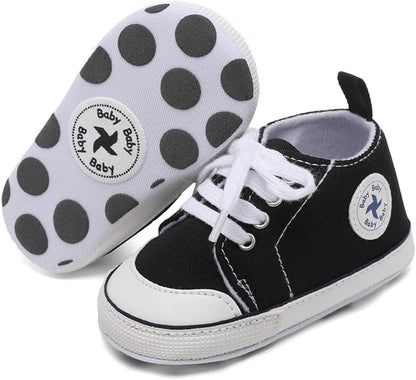 Cozy High Top Denim Sneakers with Soft Anti-Slip Sole for Newborns and Infants