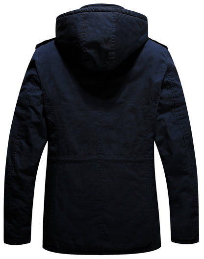 Men's Big and Tall Hooded Winter Parka Puffer Jacket in Navy, Size 3XL