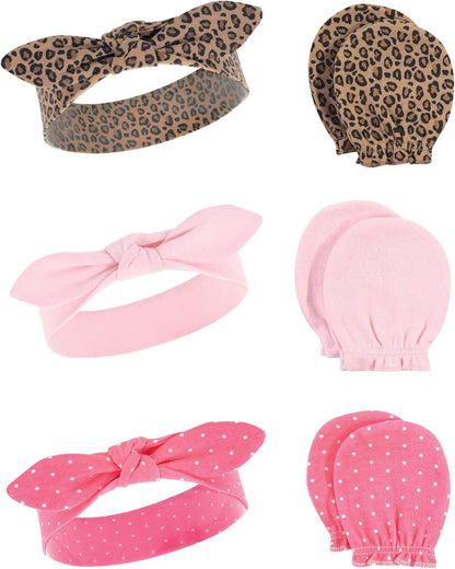 Adorable Hudson Baby Girls' Cotton Headband and Scratch Mitten Set for Ultimate Comfort and Style