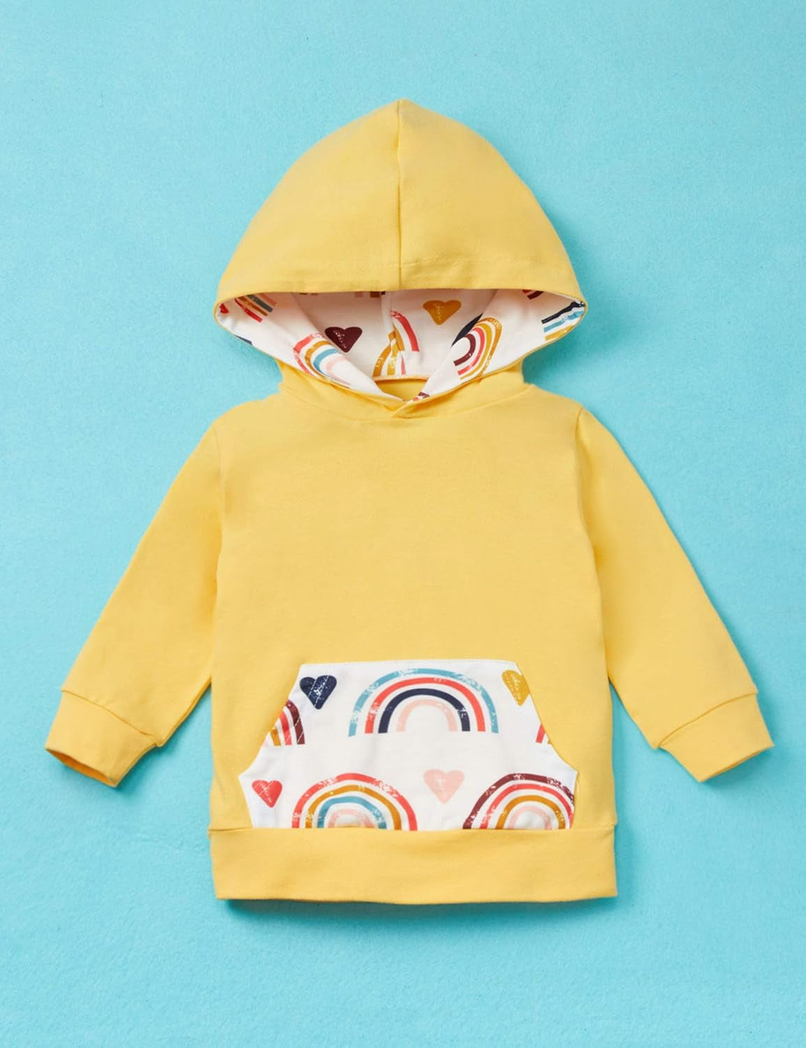 Adorable KANGKANG Newborn Baby Girl 2PC Outfit Set - Cute Hoodie & Rainbow Pants for Infants 0-6 Months