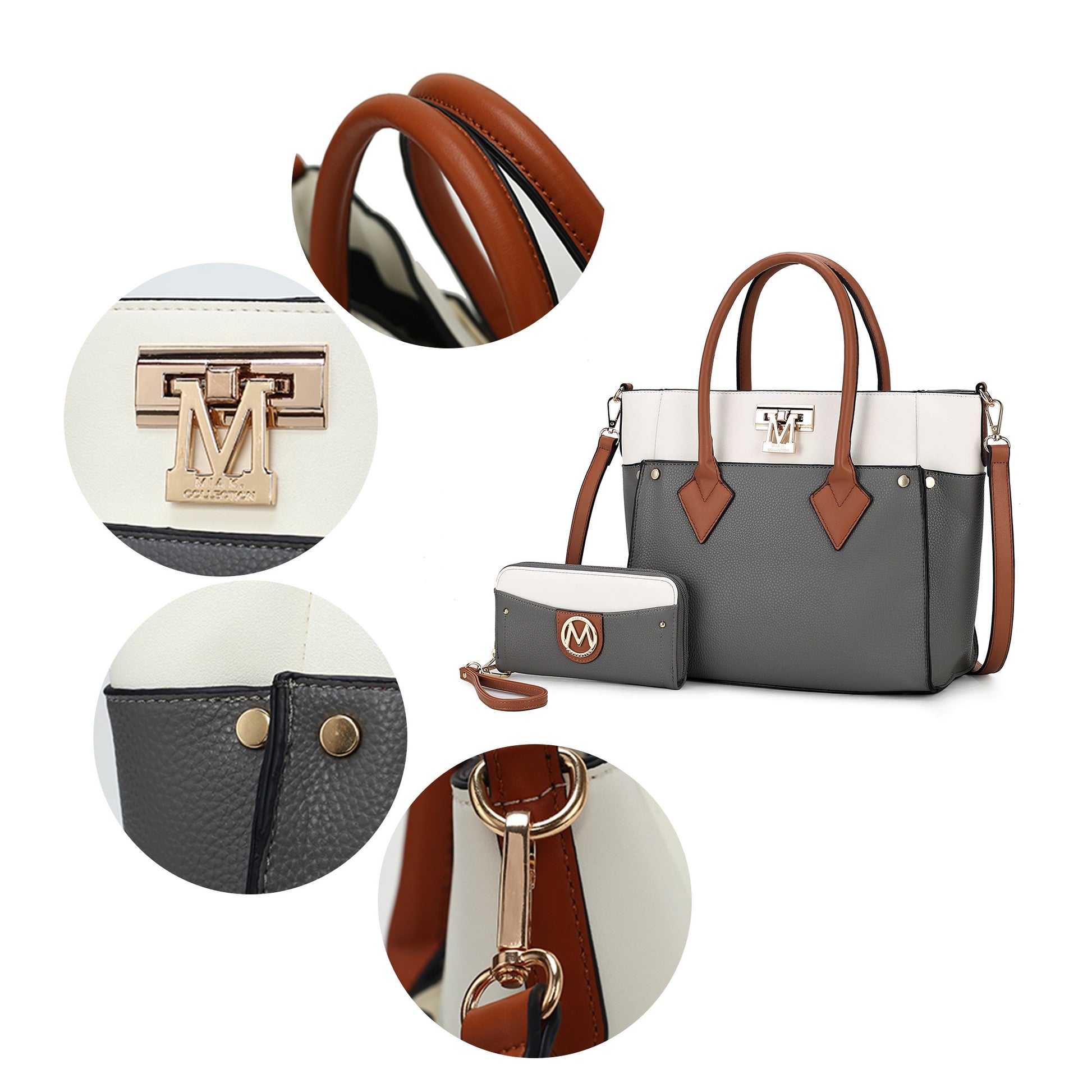 Stylish Brynlee Women's Navy Tote Bag & Wristlet Wallet Set - Versatile Crossbody Handbag by Mia K