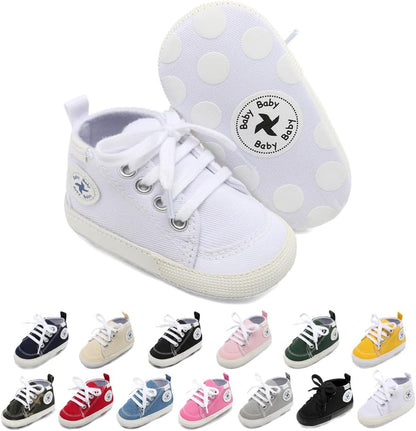 Cozy High Top Denim Sneakers with Soft Anti-Slip Sole for Newborns and Infants