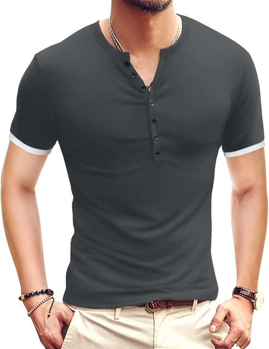 Men's Casual Slim Fit Henley T-Shirt - Perfect for Summer Style!