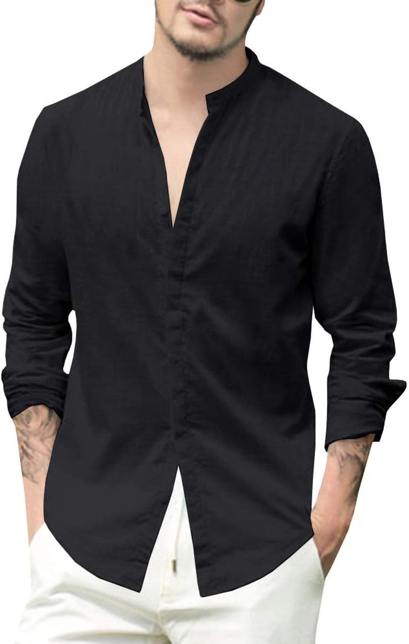 Men's Lightweight Linen Button-Up Shirt - Perfect Casual Summer Top