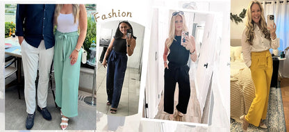 Women's High-Waisted Wide Leg Lounge Pants with Pockets and Adjustable Tie Knot - Casual and Work Trousers