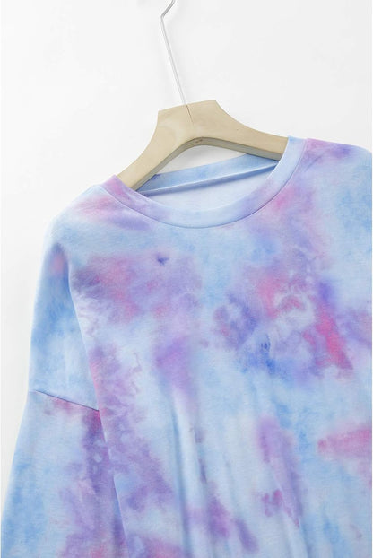 Pink Queen Women's Multicolor Tie-Dye Long Sleeve T-Shirt with Patches and Pockets, Size L