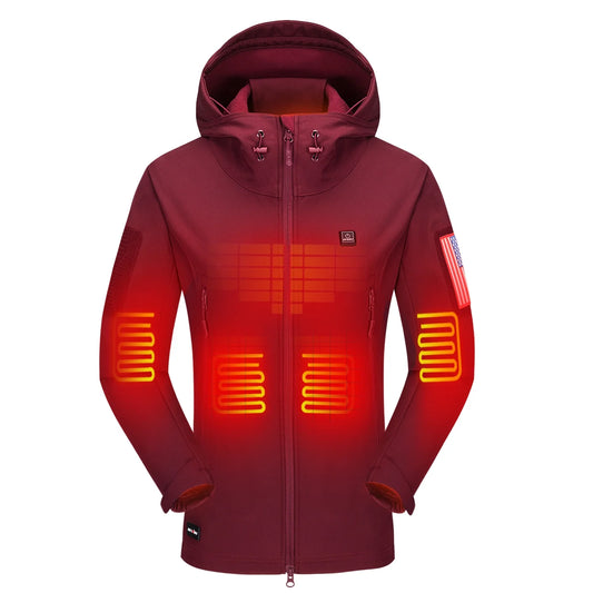 Women's Heated Soft Shell Jacket with 12V Battery Pack - Waterproof Winter Outdoor Coat