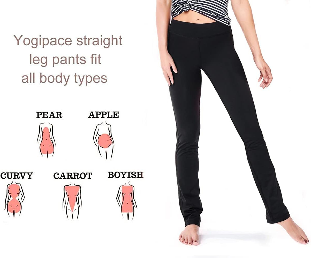 Yogipace Women's Straight Leg Yoga Pants for Fitness - Sizes Available: 27", 29", 31", 33", 35", and 37