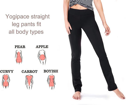 Yogipace Women's Straight Leg Yoga Pants for Fitness - Sizes Available: 27", 29", 31", 33", 35", and 37