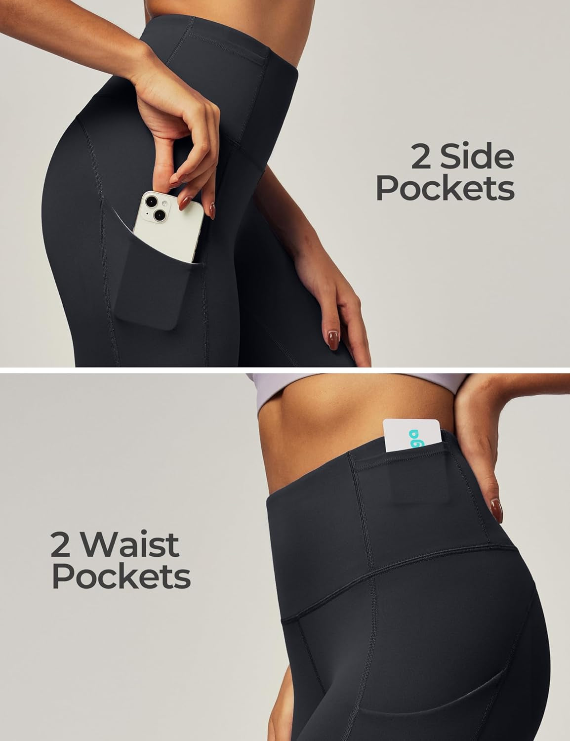 IUGA Women's High-Waisted Yoga Pants with Pockets - Tummy Control Compression Leggings for Fitness and Running