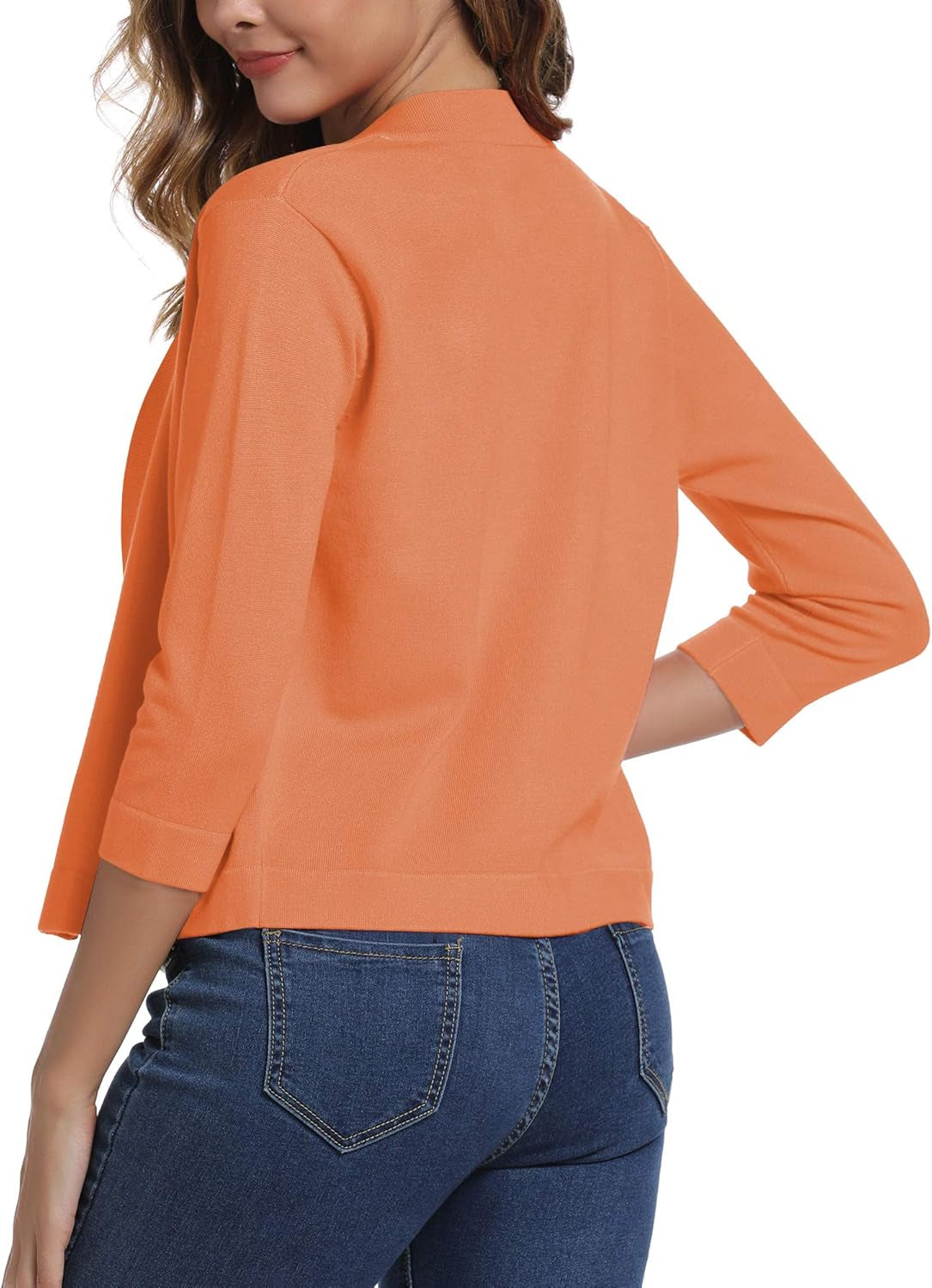 Urban Coco Women's Sophisticated 3/4 Sleeve Cropped Cardigan Sweater Shrug