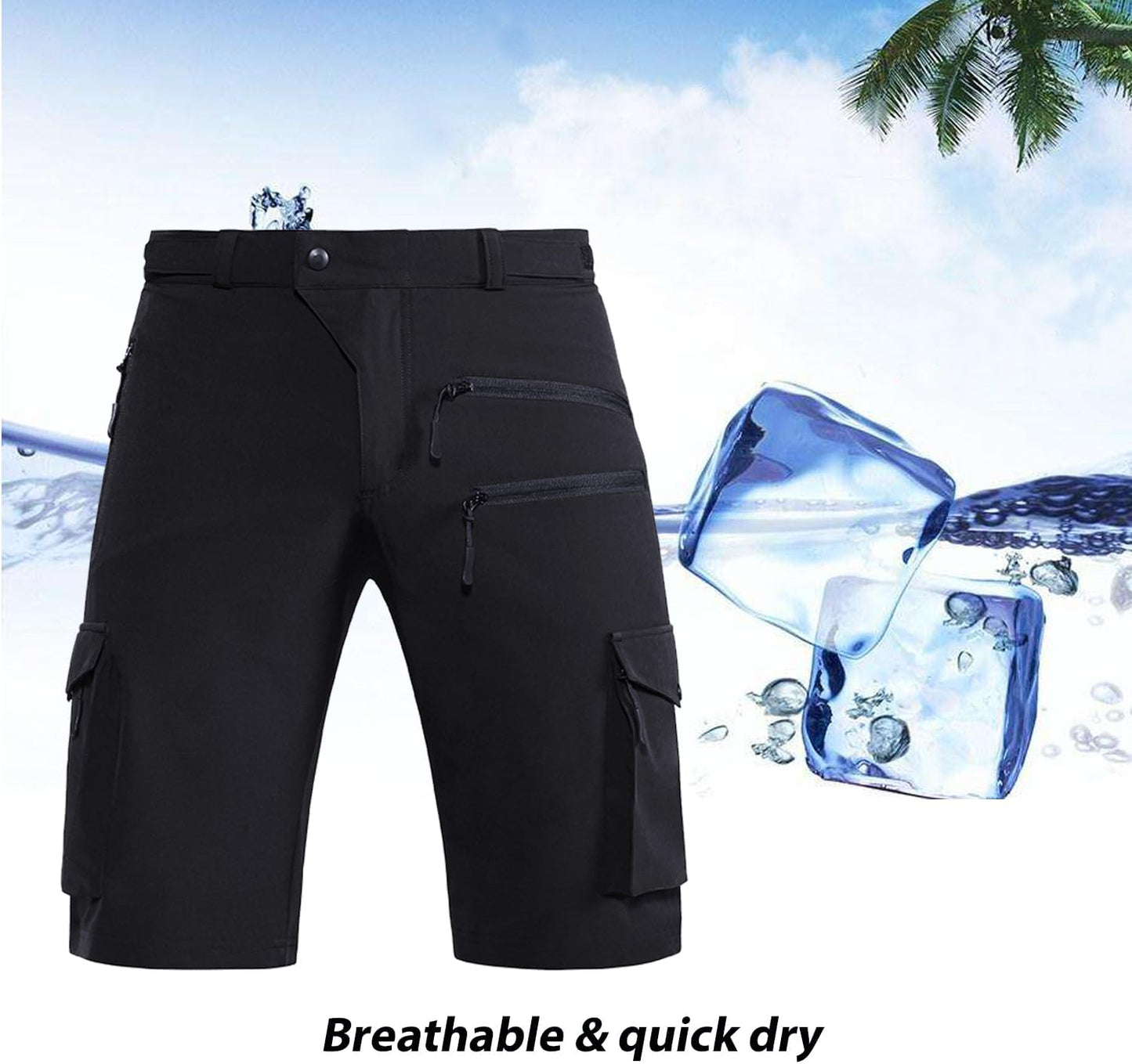 Men's Quick-Dry Stretch Mountain Bike Shorts with Zipper Pocket - Perfect for Cycling and Outdoor Adventures
