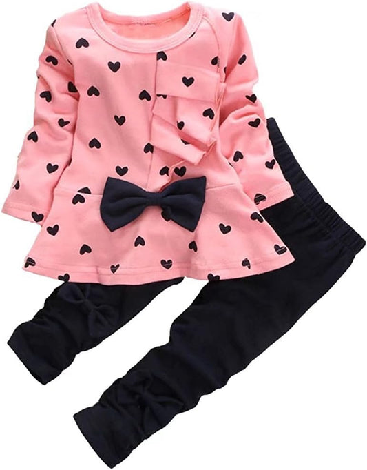 Adorable Infant Girls' 2-Piece Long Sleeve Top and Pants Outfit Set