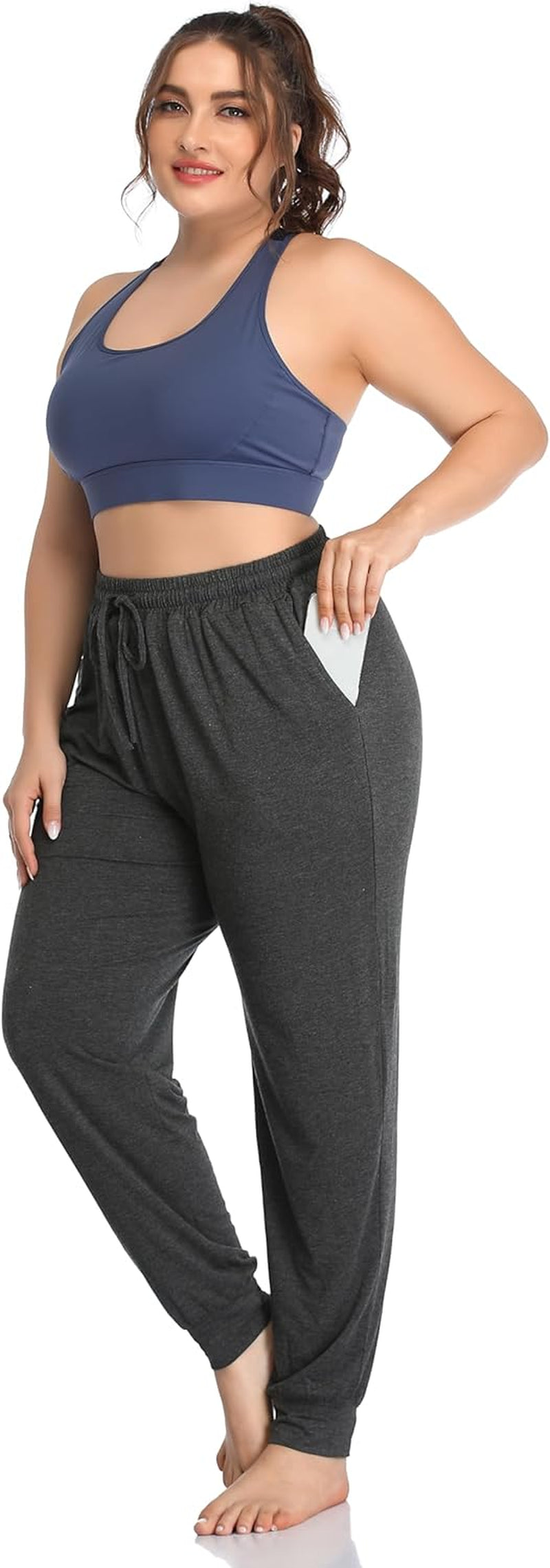 ZERDOCEAN Women's Plus Size Casual Lounge Yoga Pants - Comfortable Relaxed Joggers Featuring Drawstring and Pockets