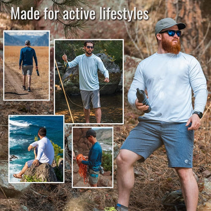 Men's Long Sleeve Outdoor T-Shirt - UPF 50+ UV Protection for Fishing, Running, Hiking & Swimming