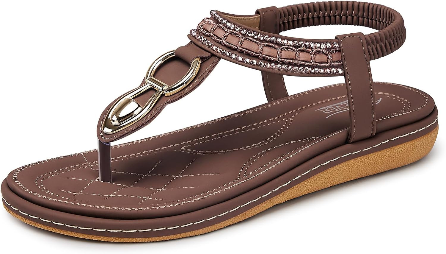 SHIBEVER Women's Elegant Summer Sandals: Comfortable Flat Bohemian T-Strap Casual Footwear